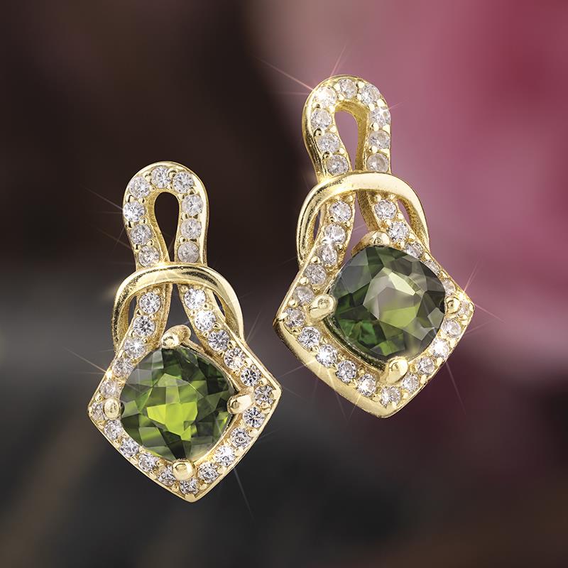 Deco Green Chrome Diopside Earrings